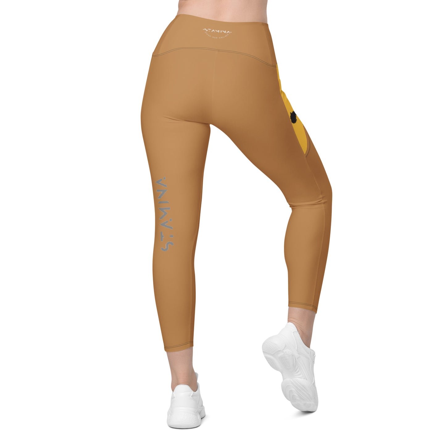 Tan Crossover leggings with pockets