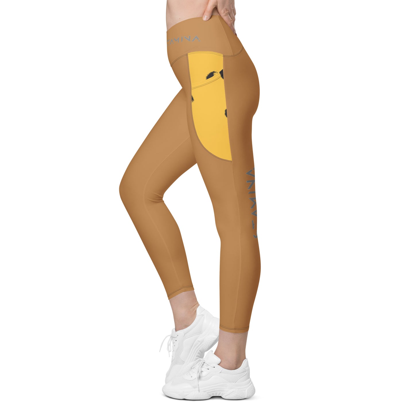 Tan Crossover leggings with pockets