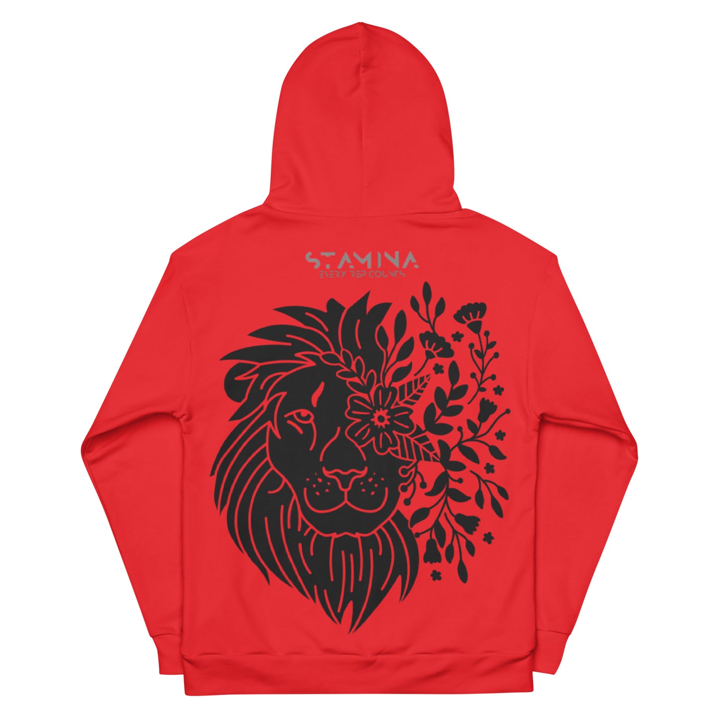 Red Fire Heart with Black Lion on Back Unisex Hoodie